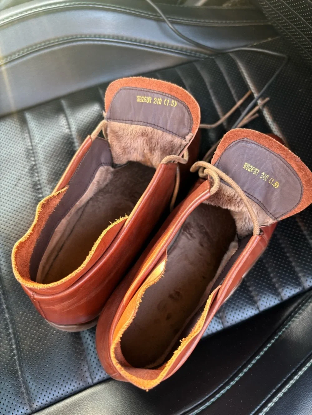 Women's Rust Leather Lace-Up Ankle Booties - Picture 3 of 5